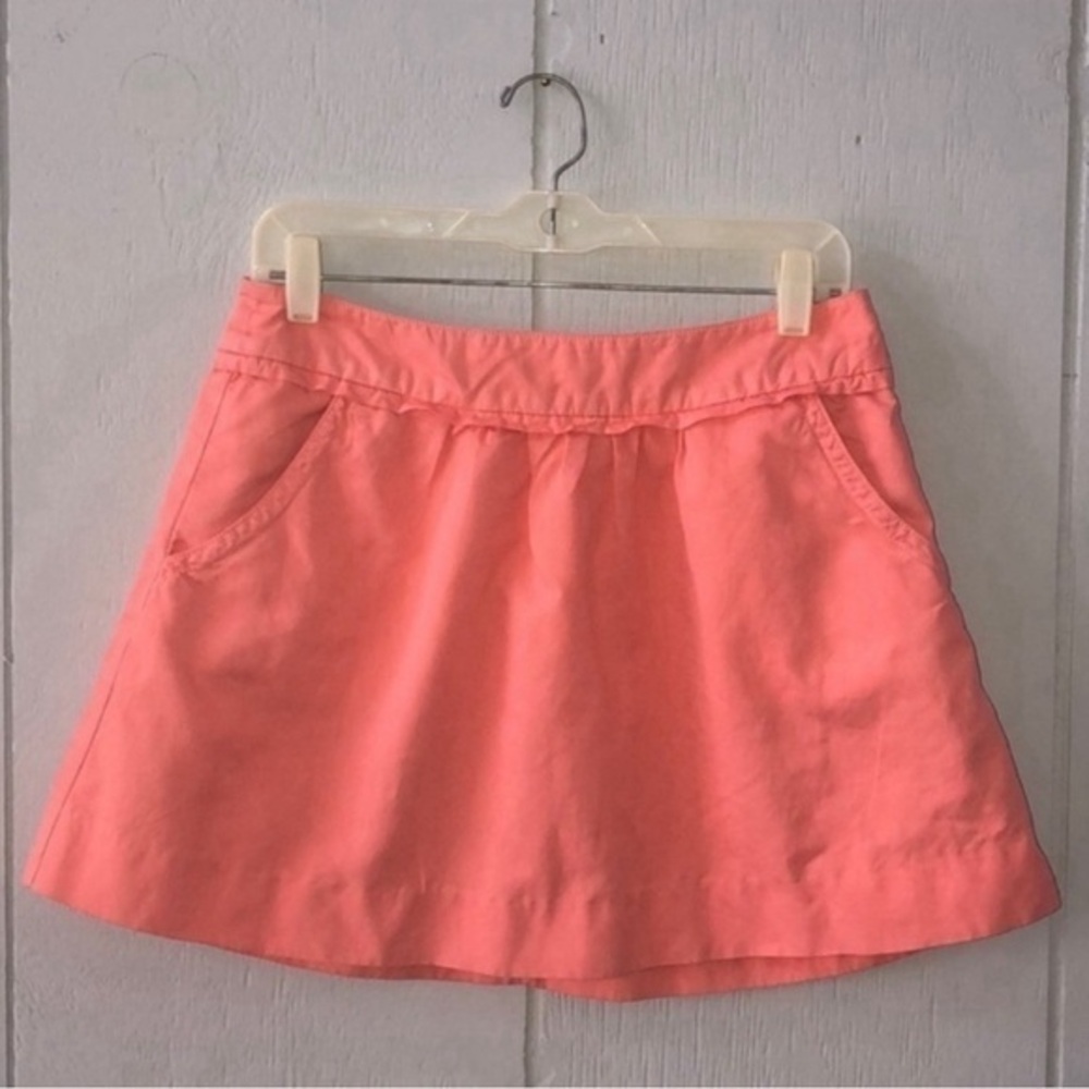 J. Crew coral pink mini skirt cotton/linen blend women’s size 2